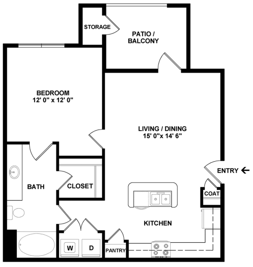 the floor plan for a two bedroom apartment at The  BLVD