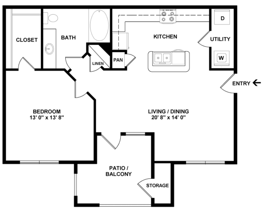 the floor plan for a two bedroom apartment at The  BLVD