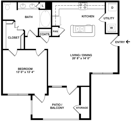 the floor plan for a two bedroom apartment at The  BLVD