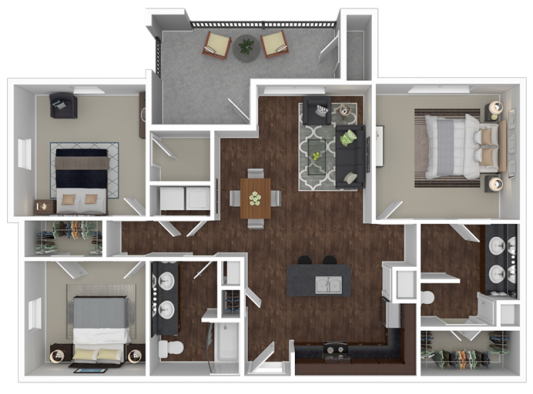 a floor plan of a two bedroom apartment at The  BLVD